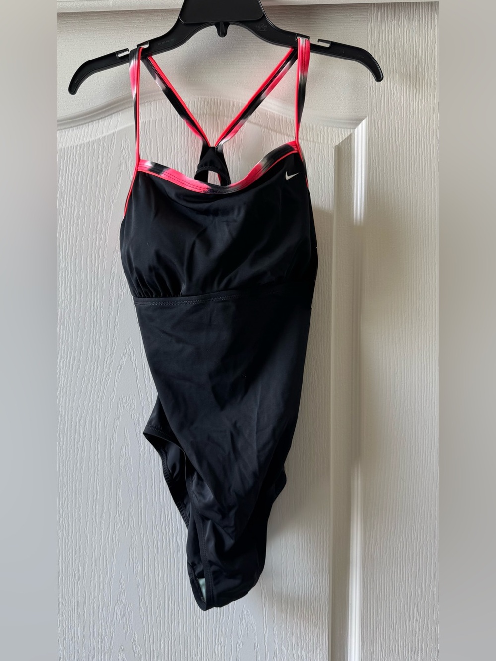 Nike Black One-Piece Swimsuit with Neon Pink Straps and Accent